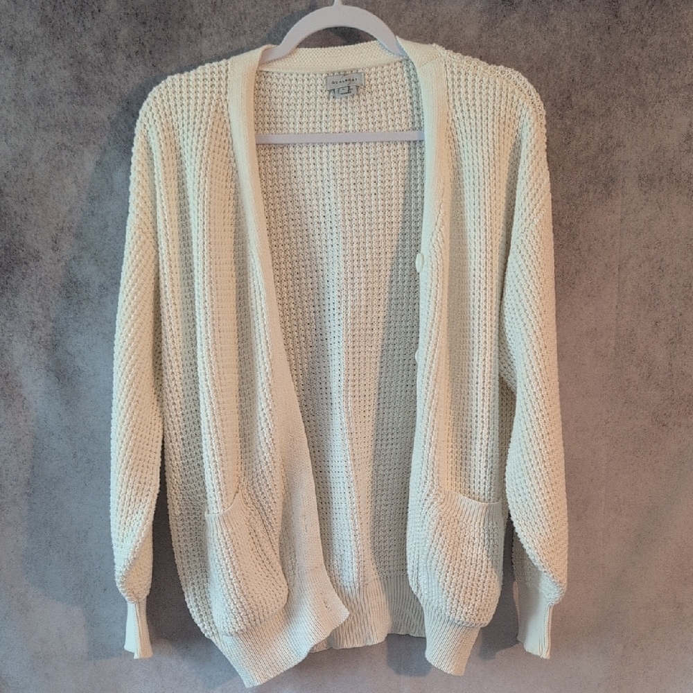 All White Cotton Knit Cardigan